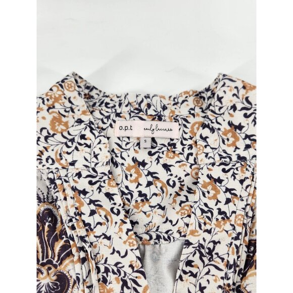 OPT x Emily Luciano Mila Paisley Pleated Dress Size  S Long Sleeve Romantic Boho - Picture 8 of 13